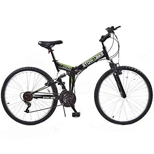 Road Bike : Stowabike 26" MTB V2 Folding Dual Suspension 18sp Gears Mountain Bike (Black)