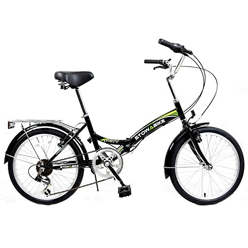 Road Bike : Stowabike Folding City Compact Bike - Black / Green