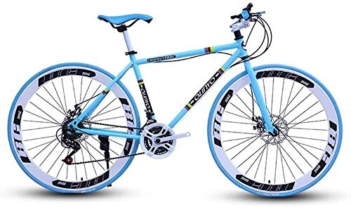 Road Bike : Straight Handle Variable Speed Bicycle Bicycle Road Racing Car Road Bicycle, 27-Speed 26 Inch Bikes, Double Disc Brake, High Carbon Steel Frame, Men's and Women Adult-Only (Size : L)