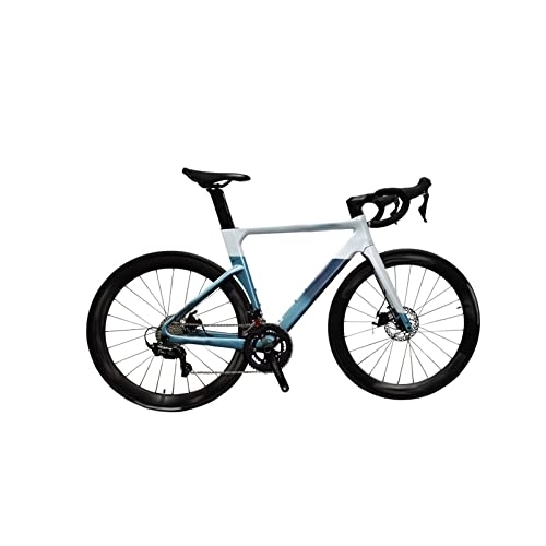 Road Bike : TABKER Road Bike Carbon Fiber Frame Road BikeComplete Hydraulic Disk Brake For Adult 22 Speed Full Carbon Bicycle (Color : Blue, Size : L)