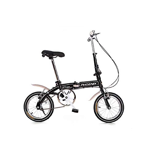 Road Bike : Td Black Fashion Bicycle 14 Inches Portable Folding Bicycle Lady Style Male Student Children's Car Disc Brake Mini Bike 11 Kg Ultra Light Gift Package