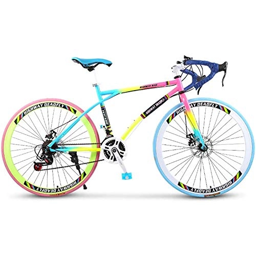 Road Bike : Ti-Fa Road Bicycles, 7-Speed 24 / 26 Inch Bikes, Double Disc Brake, High Carbon Steel Frame, Road Bicycle Racing, Men's And Women Adult-Only