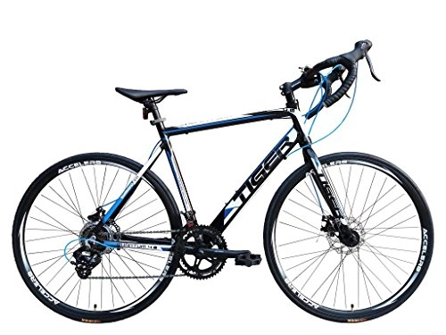 Road Bike : Tiger Quantum 4.0 700c Unisex Road Bike Black / Blue (56cm)