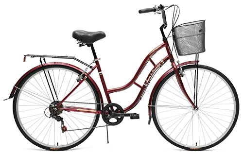 Road Bike : Tiger Town and Country Traditional Ladies Heritage Bike 700c 6 Speed Burgundy / Gold