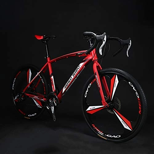 Road Bike : TOPYL Double Disc Brake High Carbon Steel Frame, 27 Speed Bikes, 26 Inch Road Bicycle, Men Women Adult Racing Road Bicycles Red 26", 27-speed