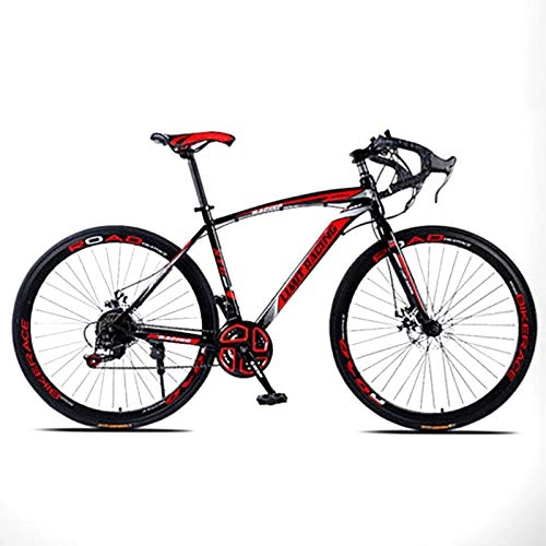 Road Bike : TXX 21-Speed Solid Tires and Lightweight Adult Cycling, Male and Female Students Bike Road, Live Flying Speed Bend The Car Dead Fly Racing SUV / Red / 21 Speed