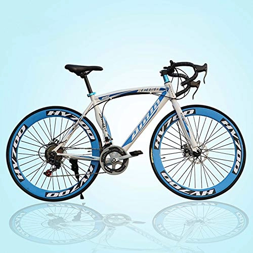 Road Bike : TXX 26 inch 14-Speed Bicycle, The Bicycle Double Disc, The Paint Paste Scimitar Bicycle 70, Bicycle High Carbon Steel, Road Bike 70 Road Car / White Blue / 14 Speed