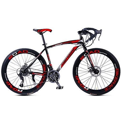 Road Bike : TYSYA 27 Speed Road Bike 700C Adult Student Outdoor Cycling Racing Bicycles Double Disc Brake Curved Handlebar City Suburbs Riding, E