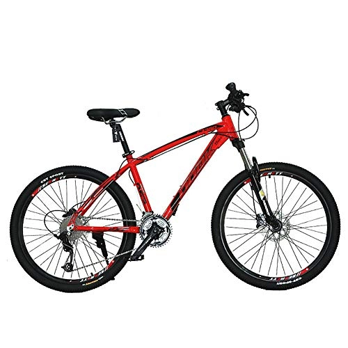 Road Bike : Unisex 27 Speed Suspension Mountain Bike 26 Inch Aluminium Alloy Frame Double Disc Brake Commuter City Student Hardtail Bike, Red