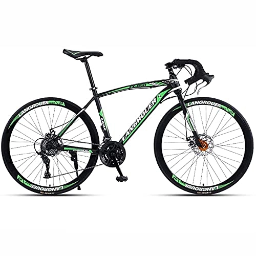 Road Bike : UYHF 26inch Road Bike, 21-30 Speed Adult Racing Bicycle, Steel City Commuter Bike, Double Disc Brakes Mountain Bikes for Men and Women green-27speed