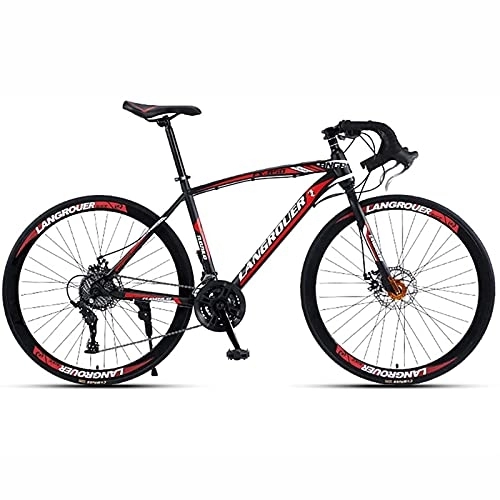 Road Bike : UYHF 26inch Road Bike, 21-30 Speed Adult Racing Bicycle, Steel City Commuter Bike, Double Disc Brakes Mountain Bikes for Men and Women red-24 speed