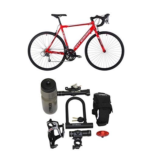 Road Bike : Vitesse Rush unisex 55.5cm frame / 700c wheels, Alloy frame, 24 speed Road Bike, Red with Cycling Essentials Pack