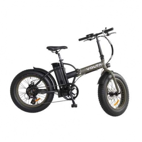 Road Bike : VOLTA Comuter Foldable Electric Bike - Fat Black / Green, Black