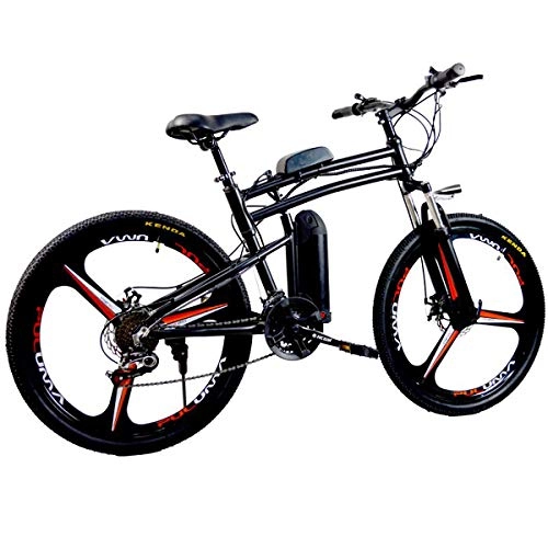 Road Bike : W&TT Electric Mountain Bike 36V10Ah Adults Folding E-Bike 250W with 5 Speed LCD Instrument Booster and Full Suspension Fork, 21 Speed Double Shock Absorber Bicycles 26Inch, Black
