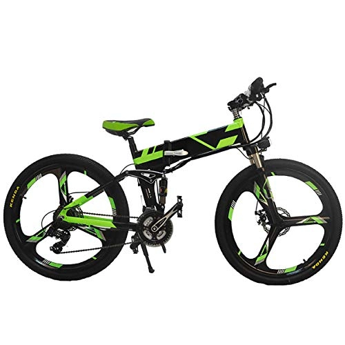 Road Bike : W&TT Electric Mountain Bike 48V 250W Folding E-bike with Dual Disc Brakes and LCD Color Screen 5-speed Smart Meter, Shock Absorber Fork SHIMANO 7 Speeds Commuter Bicycle 26 inch, Black