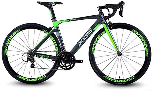 Road Bike : WANGCAI 20 Speed Road Bike, Lightweight Aluminium Road Bicycle, Quick Release Racing Bicycle, Male and Female Students Bicycle, for Outdoor Sports, Exercise (Color : Green)