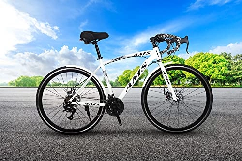 Road Bike : WHITE D-STAT® AMSTERDAM NS5 MEN'S / WOMEN'S UNISEX 24 SPEED LOW CARBON STEEL 700C WHEEL DOUBLE DISC BRAKE RACING ROAD BIKE / BICYCLE WITH MUDGUARDS AND BUILT IN TAIL LIGHT MEMORY FOAM SADDLE