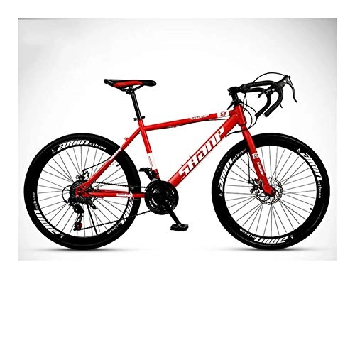 Road Bike : without logo AFTWLKJ 26 inch 24 speed fixed gear road bike double disc brakes for adult students bicycle (Color : Red, Size : 24 speed)