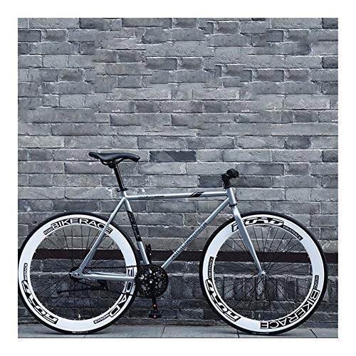 Road Bike : without logo AFTWLKJ Mountain Road Fixed Gear Bike 26 Inches Single Speed Retro Frame Man and Woman Students Adult Bicycle New (Colore : White, Dimensioni : 26inch)