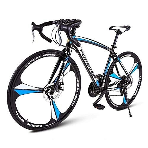 Road Bike : WJSW 26 Inch Road Bicycle, Adult Men 27 Speed Mechanical Disc Brakes Road Bike, High-carbon Steel Frame Racing Bicycle, Perfect For Road Or Dirt Trail Touring, Black Blue