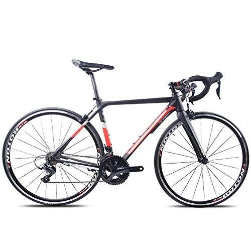 Road Bike : WJSW Adult Road Bike, Professional 18-Speed Racing Bicycle, Ultra-Light Aluminium Frame Double V Brake Racing Bicycle, Perfect for Road Or Dirt Trail Touring, Red, X6