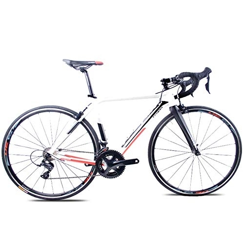 Road Bike : WJSW Adult Road Bike, Professional 18-Speed Racing Bicycle, Ultra-Light Aluminium Frame Double V Brake Racing Bicycle, Perfect for Road Or Dirt Trail Touring, White, TA30