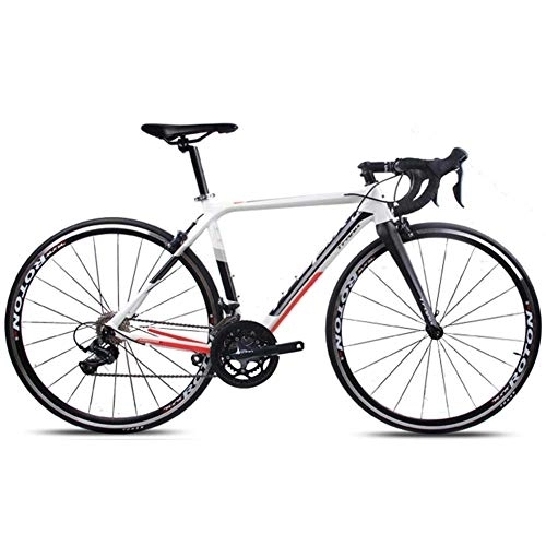 Road Bike : WJSW Adult Road Bike, Professional 18-Speed Racing Bicycle, Ultra-Light Aluminium Frame Double V Brake Racing Bicycle, Perfect for Road Or Dirt Trail Touring, White, X6