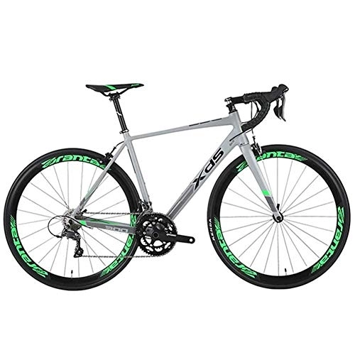 Road Bike : WJSW Road Bike, Adult 16 Speed Racing Bicycle, 480MM Ultra-Light Aluminum Aluminum Frame City Commuter Bicycle, Perfect For Road Or Dirt Trail Touring, Silver