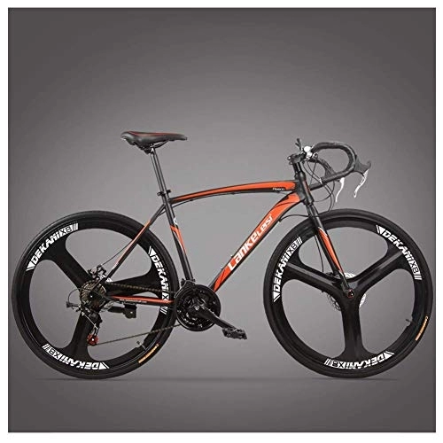Road Bike : WJSW Road Bike, Adult High-carbon Steel Frame Ultra-Light Bicycle, Carbon Fiber Fork Endurance Road Bicycle, City Utility Bike, 3 Spoke Red, 21 Speed