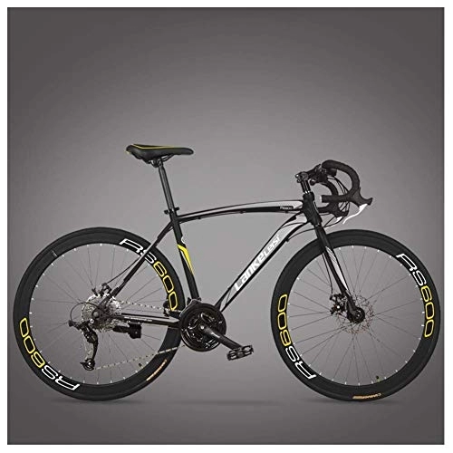 Road Bike : WJSW Road Bike, Adult High-carbon Steel Frame Ultra-Light Bicycle, Carbon Fiber Fork Endurance Road Bicycle, City Utility Bike, Black, 27 Speed