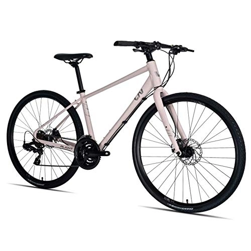 Road Bike : Women Road Bike, 21 Speed Lightweight Aluminium Road Bike, Road Bicycle with Mechanical Disc Brakes, Perfect for Road Or Dirt Trail Touring, Black, XS FDWFN (Color : Pink)