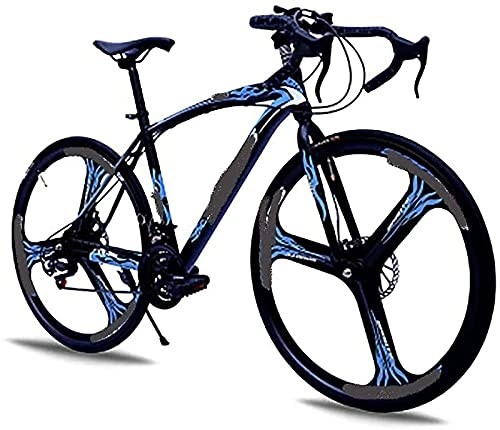 Road Bike : WQFJHKJDS Bicycle, 21-Speed Road Bike 700C Wheel Road Bike Double Disc Brake Bike (Color : Black and blue)