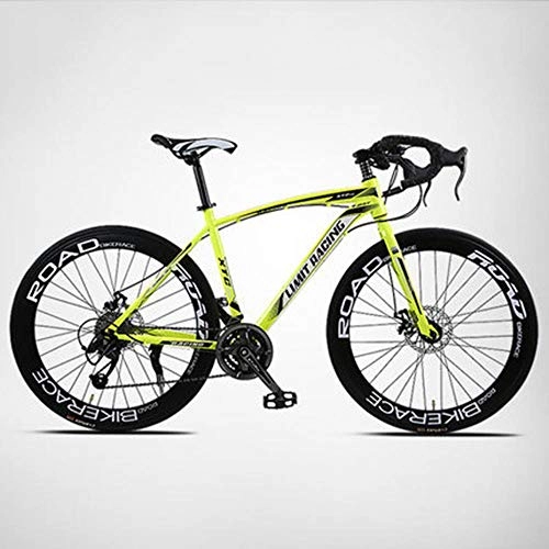 Road Bike : WYN Speed Bend Fixed Gear Road Bike Male and Female Students Broken Wind Road Racing Bicycle, Fluorescent yellow
