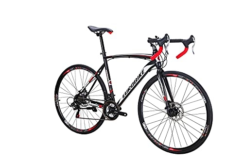 Road Bike : XC550 Road Bike 49CM / 54CM Frame 700C Wheels 21 Speed Dual Disc Brake Bicycle for Adult (54cm frame, Black-White-30mm)