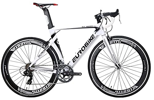 Road Bike : XC7000 Road Bike 14 Speed 54CM Aluminum Frame 700C Wheels Adult Road Bicycle (White)
