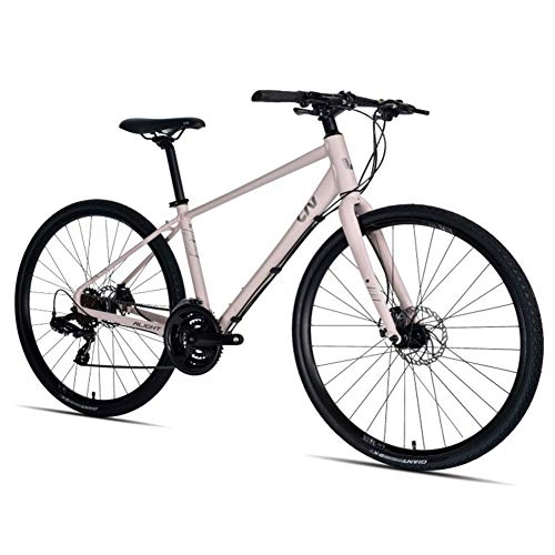 Road Bike : XHCP bicycle Mountain bike Women Road Bike, 21 Speed Lightweight Aluminium Road Bike, Road Bicycle with Mechanical Disc Brakes, Perfect for Road or Dirt Trail Touring, Black, Xs, Pink, *S