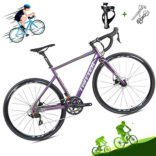 Road Bike : XIYAN Lightweight Dual Disc Brake Bike, Aluminum Alloy Road Bike 22-Speed 700C Off-Road, 20.4 / 19.6 / 18.8 / 18.1 Inches, Suitable for Men, Women And Cities, Purple, 18.1in