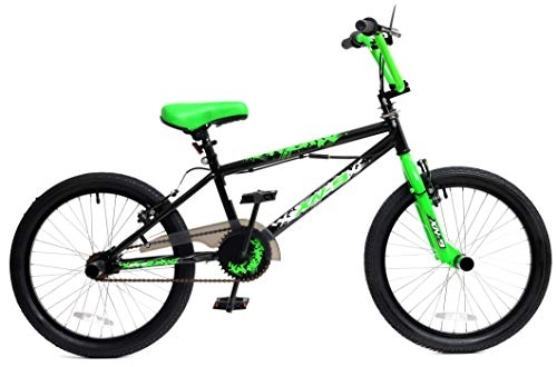 Road Bike : XN Youth 9 Boys Kids Freestyle BMX Bike, Black Green with Gyro, 20" Wheel