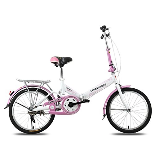 Road Bike : XQ F300 Pink Folding Bike Adult 20 Inches Ultralight Portable Student Children's Bicycle