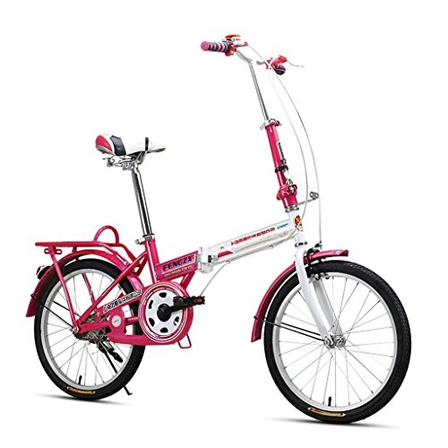 Road Bike : XQ F311 White And Red Folding Bike Adult 20 Inches Ultralight Portable Student Children's Bicycle