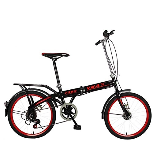 Road Bike : XQ F380 Black Folding Bike Ultralight Portable 16 / 20 Inches Single Speed Adult Children Bicycle (Size : 16 inch)