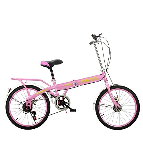 Road Bike : XQ F380 Pink Folding Bike Ultralight Portable 16 / 20 Inches Single Speed Adult Children Bicycle (Size : 16inch)