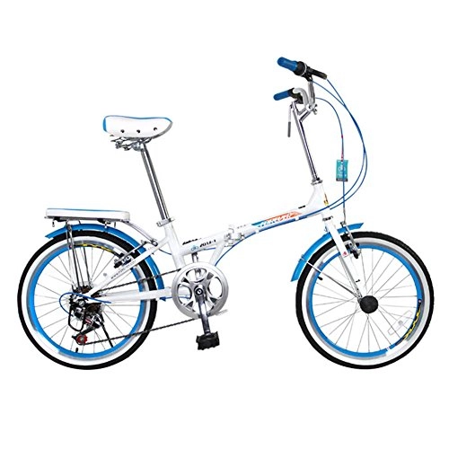 Road Bike : XQ Folding Bike Adult Student 7 Speed Change 20 Inches (Color : Blue)