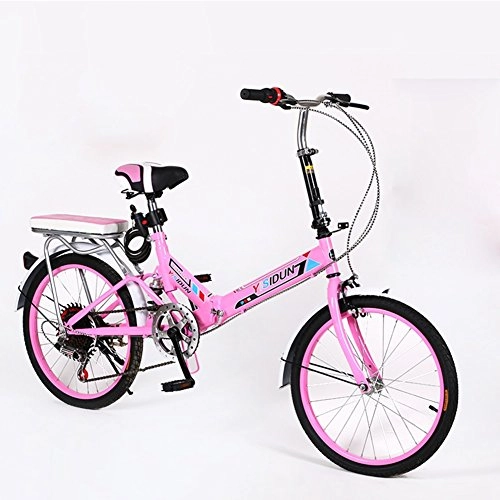 Road Bike : XQ XQ164URE 20 Inches Folding Bike 6 Speed Bicycle Men And Women Bike Adult Children's Bicycle (Color : PINK)