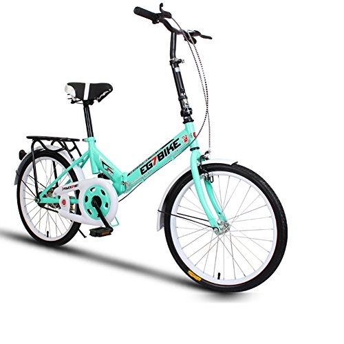 Road Bike : XQ XQ166URE Folding bike bicycle Ultralight Convenience Mini Small-scale Single speed damping 20 inches adult Men and women bike Children's bicycle (Color : Green)