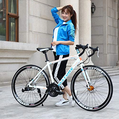 Road Bike : XRQ Road Bicycle Racing Car 21 / 30 / 33 Speeds, Double Disc Brake, 700 C Speed Change Student Bicycle Aluminum Alloy Bicycle Bending Bicycle, Blue, 21Speed