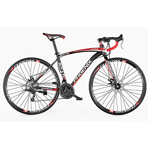 Road Bike : XRQ Road Bike 21 / 27 Speed Shifting Ultra Lightweight Variant Aluminum Frame 700 C Adaptation Height 160 Cm Or More Front And Rear Wheels Quick Release Road Racing, Red, 27speed
