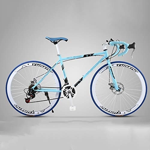 Road Bike : XSLY 2020 New 26 Inch Road Mountain Bike 24 Speed Disc Brakes Front And Rear Bicycles for Women Men Adult Suitable for Height: 160-185cm (Color : Blue)