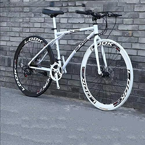 Road Bike : XSLY Cool Men Road Bicycles, 24-Speed 26-inch Bicycles, Adult-only, High Carbon Steel Frame, Road Bicycle Double Disc Brake Cycling Racing, Outdoors Wheeled Road Mountain Bike Bicycle