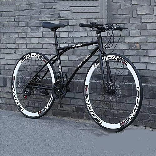 Road Bike : XSLY Men's Road Bike, 24-Speed 26-inch Women's Bicycles, High Carbon Steel Frame Adult Road Bikes, Double Disc Brake Cycling Racing, Outdoors Wheeled Road Mountain Bike Bicycle 168x95cm
